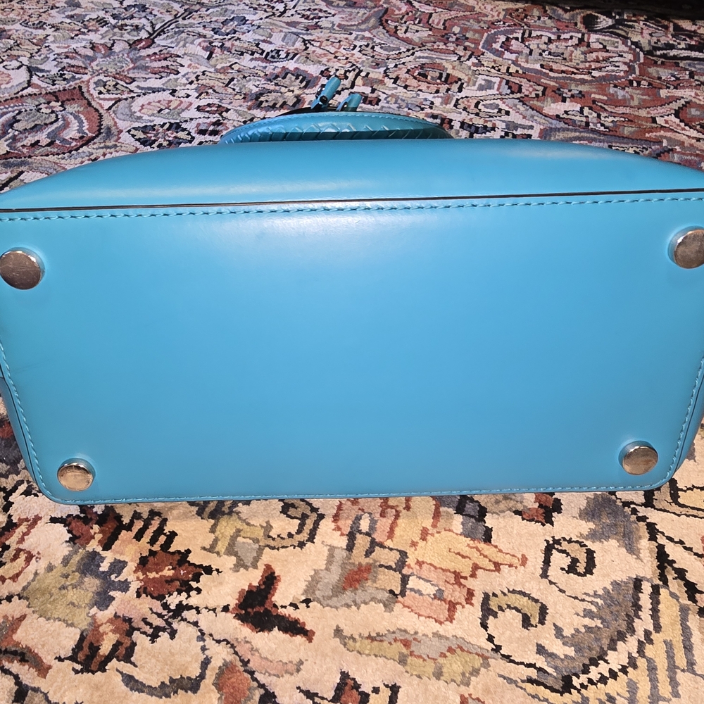 Michael Kors Turquoise Leather Tote Bag - Picture 2 of 6